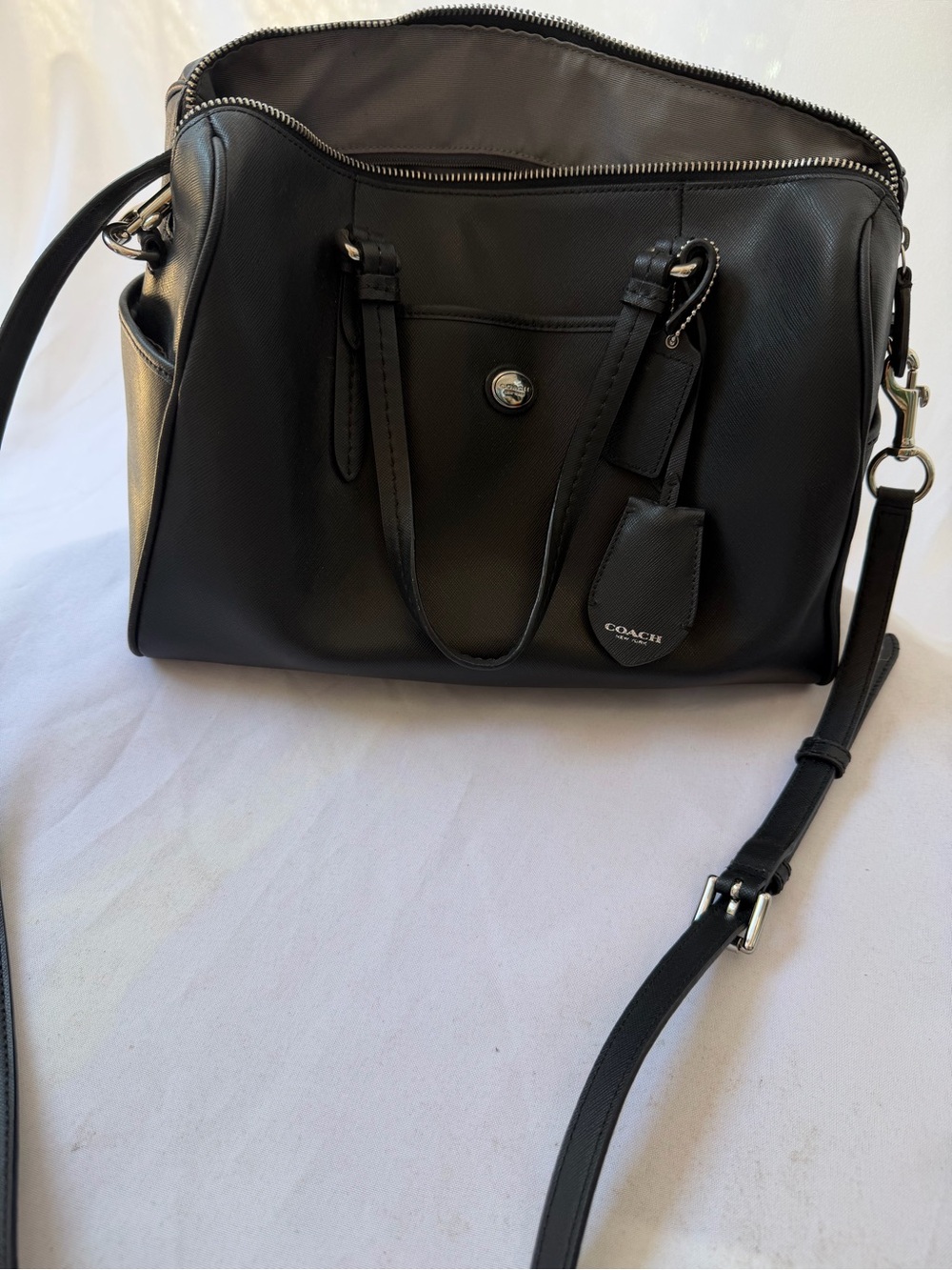 Coach Peyton Leather Nancy Satchel Crossbody Black Bag F31403